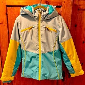 Spyder blue and yellow girls ski jacket and pants, size 12